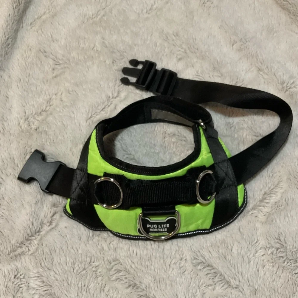 Pug Life Harness in Neon Green and Black
